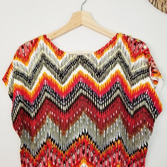 Ikat Print Sweater w/ Dolman Gold Button Sleeves - Picture 2 of 12